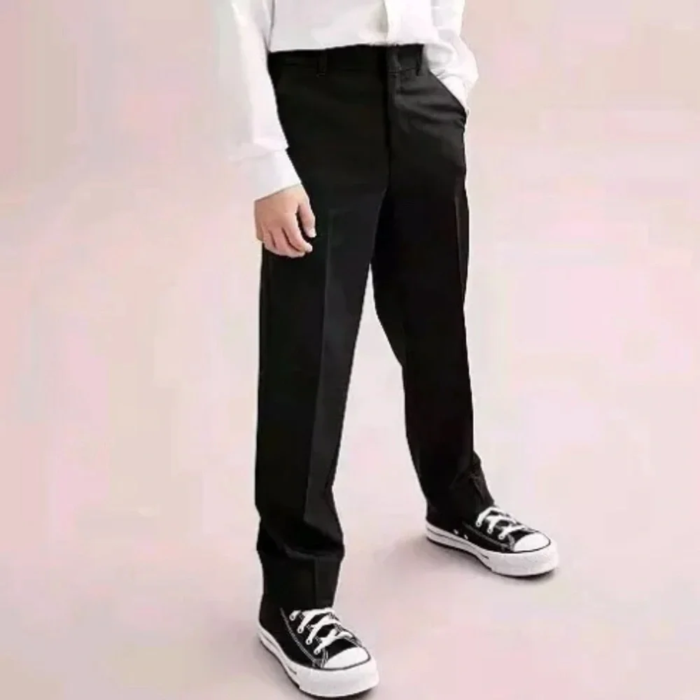 NWT Izod Boys Black Flat Front Stretch Devant Plat Extensible Dress Pants - Picture 1 of 6